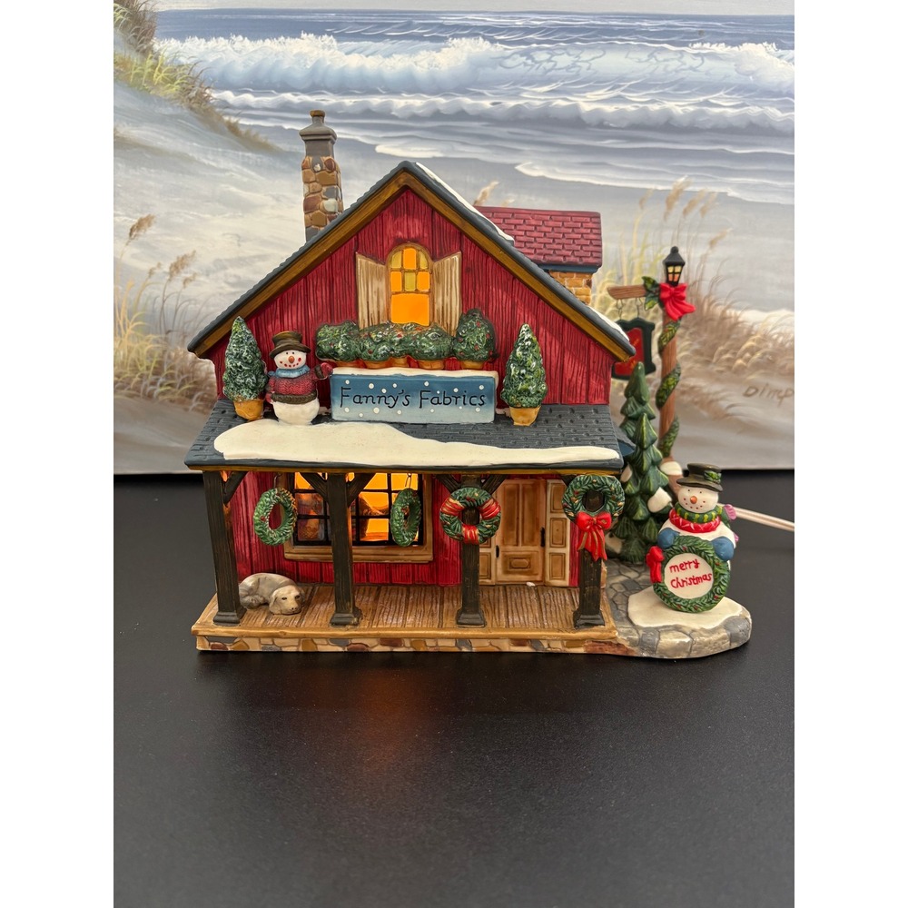 Heartland Valley Village Fannys Fabrics Deluxe Porcelain Lighted House 2003